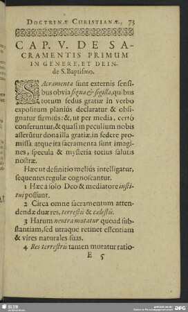Cap. V. De Sacrametnis Primum In Genere, Et Deinde S. Baptismo