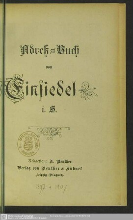 1897: Adreß-Buch von Einsiedel i. S