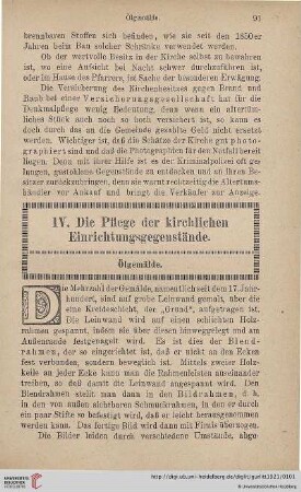 IV. Die Pflege der kirchlichen Einrichtungsgegenstände