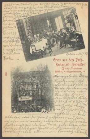 Ansichtskarte Restaurant „Belvedère“, Königgrätzer Straße, Stresemannstraße [2/2]
