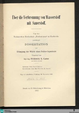 Über die Verbrennung von Wasserstoff mit Sauerstoff