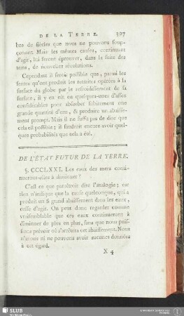 De l'état futur de la terre