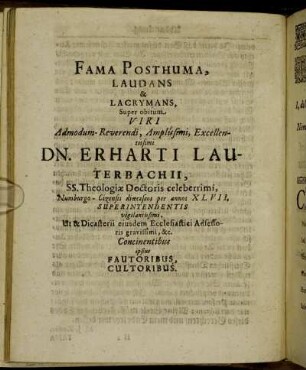 Fama Posthuma, Laudans & Lacrymans [...]