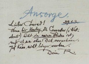 Brief an Conrad Ansorge