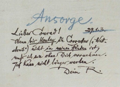Brief an Conrad Ansorge