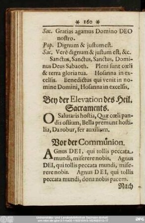 Bey der Elevation des Heil. Sacraments.