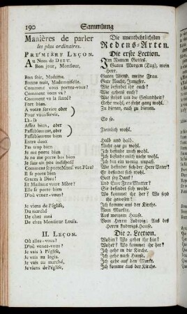 Maniéres de parler les plus ordinaires. = Die unentbehrlichsten Redens-Arten. - XLVI. Leçon. De la promenade. = Die 46. Lection. Vom Spatzierengehen.
