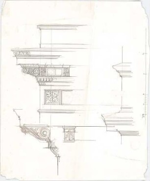 Voit, August von; Künstlerhaus - Gesimse (Details)