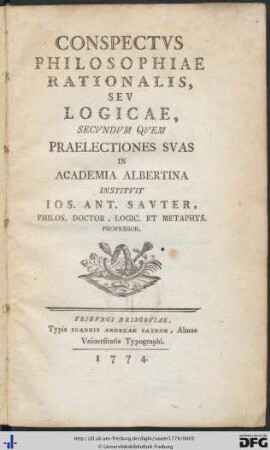 Conspectvs Philosophiae Rationalis, Sev Logicae