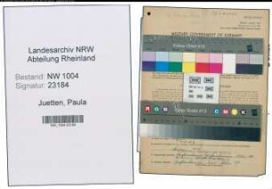 Entnazifizierung Paula Juetten , geb. 30.06.1884 ()