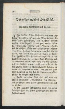 Vierundzwanzigstes Hauptstück. Geschichte der Araber und Türken