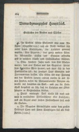 Vierundzwanzigstes Hauptstück. Geschichte der Araber und Türken