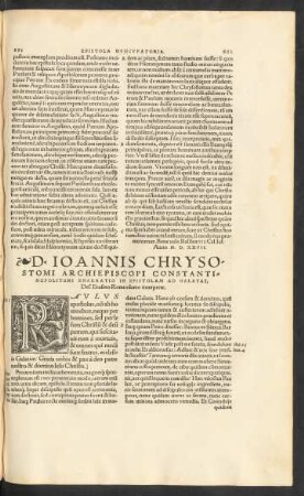 D. Ioannis Chrysostomi ... Enarrratio In Epistolam Ad Galatas ...