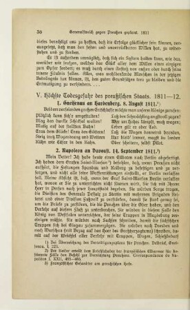 V. Höchste Todesgefahr des preußischen Staats 1811-12