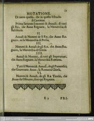 Notatione. Di tutto quello, che in questo Estracto si Contiene