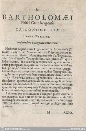 Liber Tertius. De dimensione Triangulorum planorum.