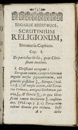Cap. I. De partibus Orbis, quas Christiani incolunt.