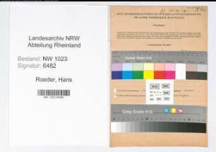 Entnazifizierung Hans Roeder , geb. 25.08.1889 (Studienrat)