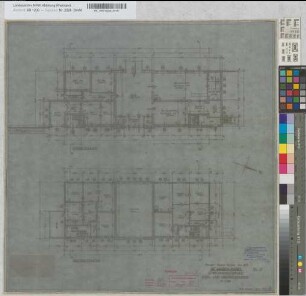 Empfangsgebäude für Bahnhof Kabel, Blatt 1: Grundrisse Kellergeschoß und Untergeschoß, M. 1:100 Stnr.: 51, Hge, Bunr.: 1, Blnr.: 7