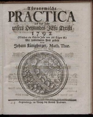 1792: Astronomische Practica auf das Jahr unsers Heylandes Jesu Christi 1792