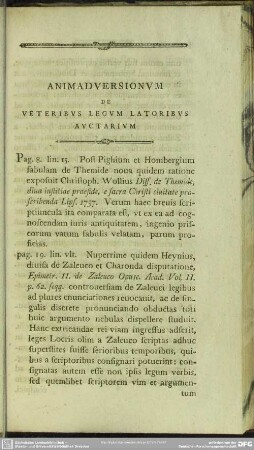 Animadversionum De Veteribus Legum Latoribus Auctarium