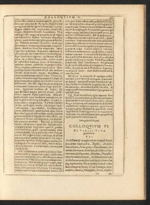 Colloquium VI. De Variis Vitae generibus.
