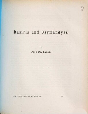 Busiris und Osymandyas