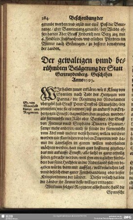 Der gewaltigen unnd berühmbten Belägerung der Statt Gertruydenberg. Geschehen Anno 1595