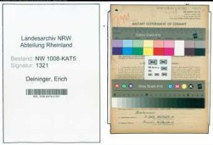 Entnazifizierung Erich Deininger , geb. 11.11.1911 (Jusstiznagestellter)