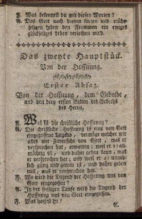 Das zweyte Hauptstück. Von der Hoffnung.