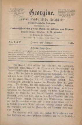 No. 1. & 2. Januar und Februar. 1875.