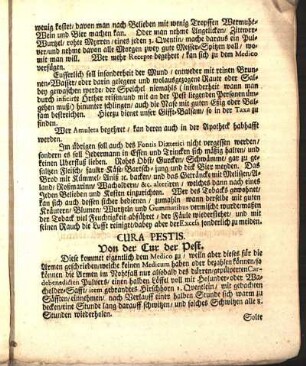 Cura Pestis. Von der Cur der Pest.