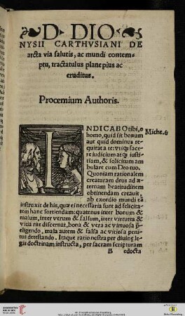 D. Dionysii Carthvsiani de arcta via salutis & mundi contemptu