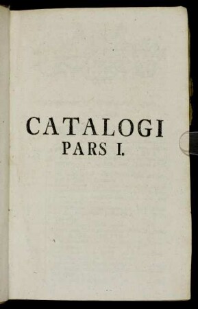Catalogi Pars I.