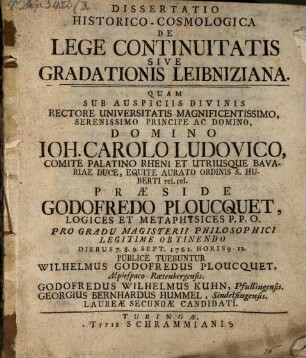Diss. de lege continuitatis, s. gradationis Leibniziana