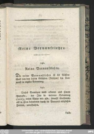 Reine Vernunftlehre.