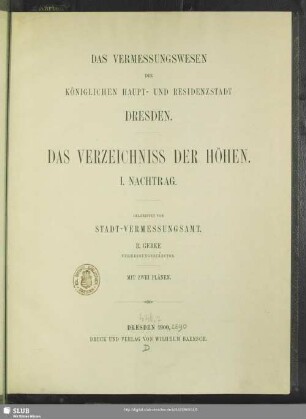 Nachtr. 1: Verzeichniß der Höhen
