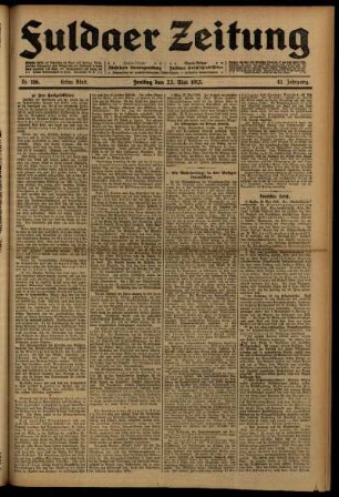 Erste Ausgabe vom Freitag, den 23. Mai 1913.