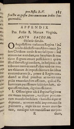 385-395, Praxis praeparandi se ad sacrificium pro festis B. M. V. ...