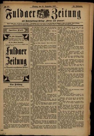 Zweite Ausgabe vom Montag, den 29. November 1897.