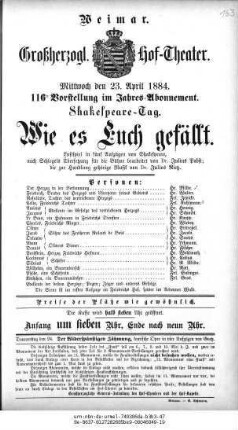 Wie es Euch gefällt