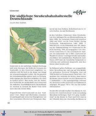 Günterstal: Die südlichste Straßenbahnhaltestelle Deutschlands.