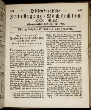 XXX. Stück. Sonnabends: den 28. Jul. 1792.