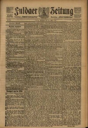 Erste Ausgabe vom Mittwoch, den 14. Juli 1909.