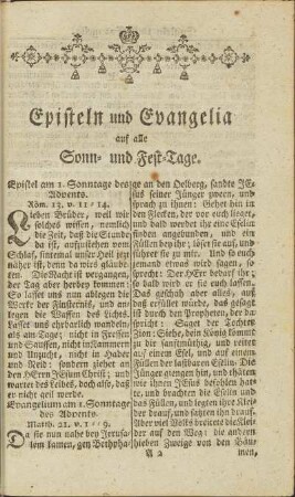 Episteln und Evangelia auf alle Sonn- und Fest-Tage