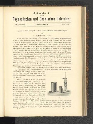 Apparate und Aufgaben für physikalische Schülerübungen.