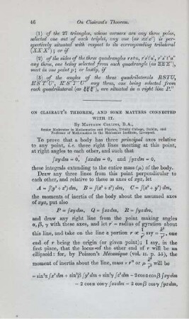 On Clairaut's theorem, and some matters connected with it.
