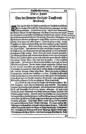 Das 40. Capitel. Von der Armener Hochzeit/ Tauffe und Abendmahl.