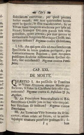 Cap. XXI. De Morte - Cap. XXIX. De Resurrectione Et Ejus Sequelis