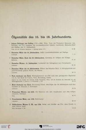 Ölgemälde des 16. bis 18. Jahrhunderts (Nr. 1-28)
